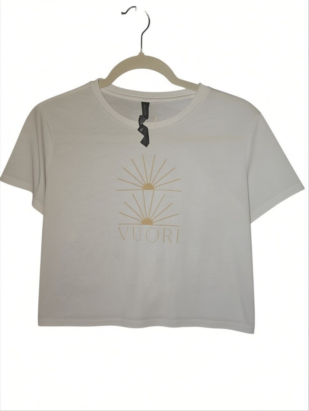 Vuori Sunrise Logo Boxy Crop Tee — White, Size S - Picture 3 of 4